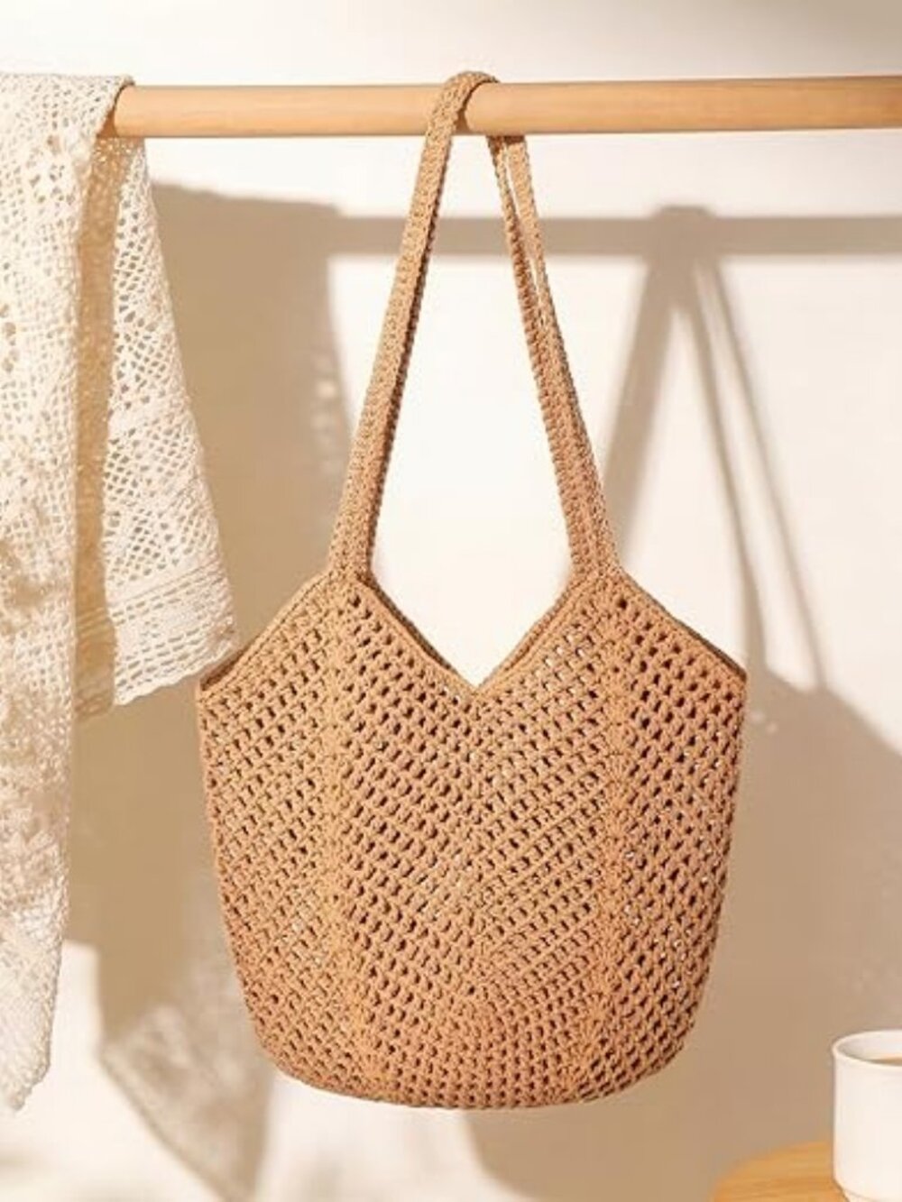Crochet Tote Beach Bag Mesh Knit Bag Summer Vacation Aesthetic Boho Hobo